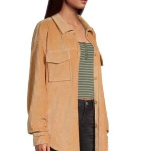NWT Arizona Jean Co Shacket Jacket Corduroy Khaki Pockets Collared Small